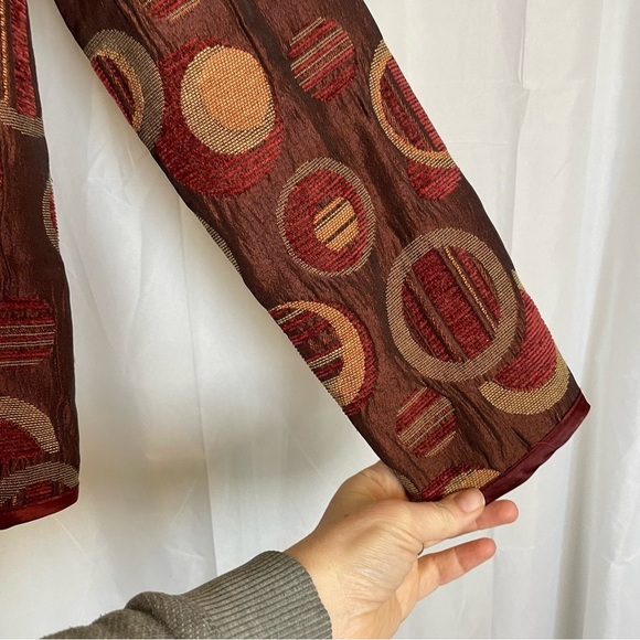 KAKTUS Women’s Burgundy Red Circle Pattern Blazer Jacket Open Front Size Small - Picture 8 of 12